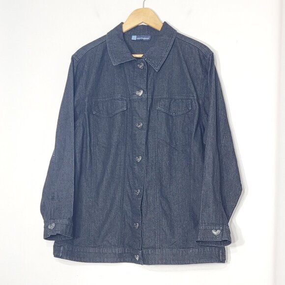 Penningtons Women's Black Jean Jacket Cotton Blend Pockets Denim Plus Size X - Picture 1 of 12